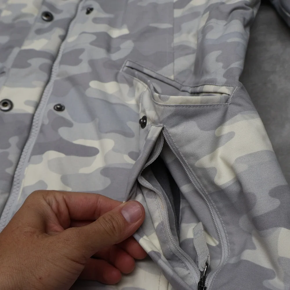 Eddie Bauer Down Jacket Womens Small White Camo Faux Fur Trim Insulated Parka